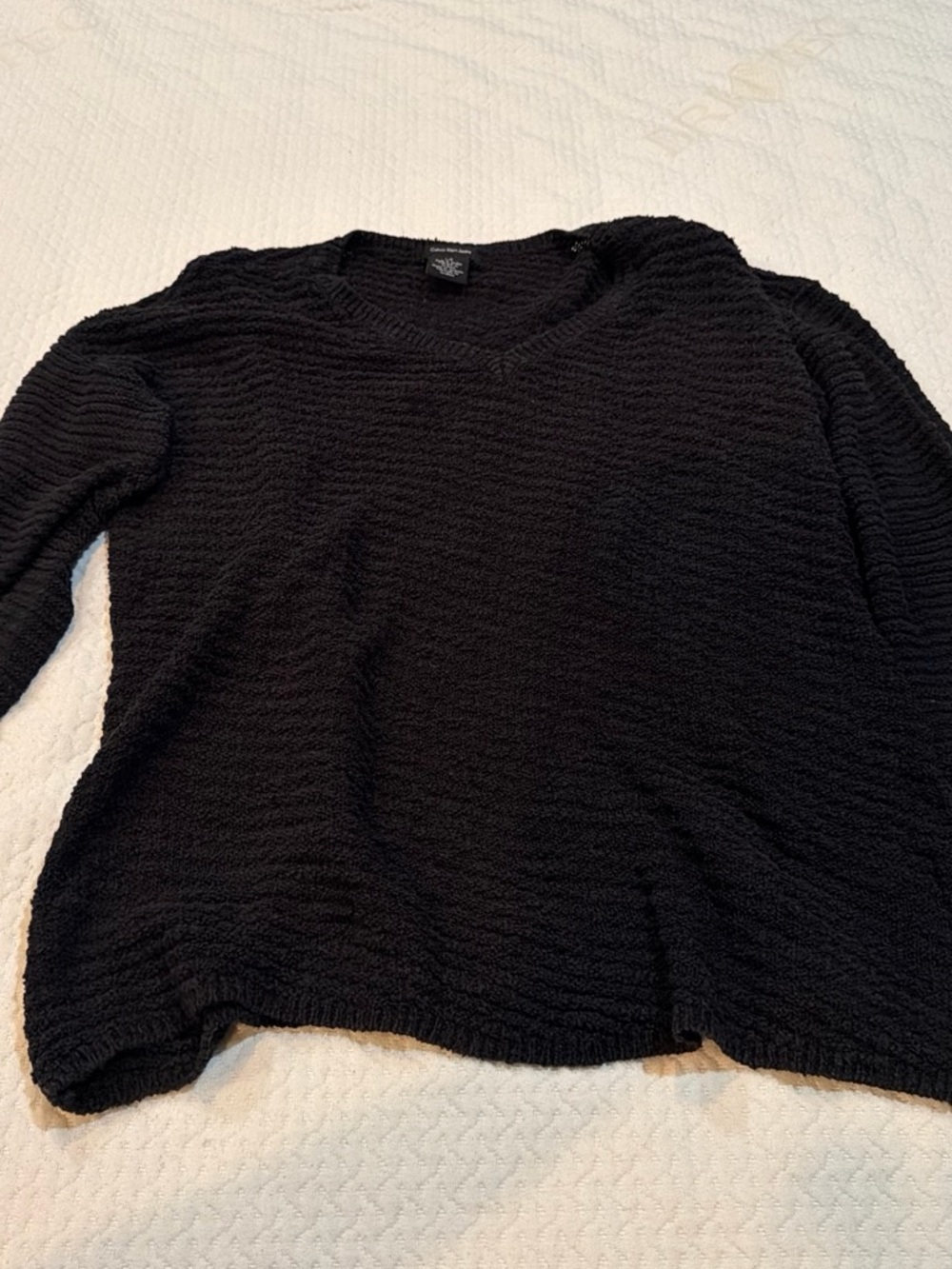 Calvin Klein Jeans Black V-Neck Textured Sweater